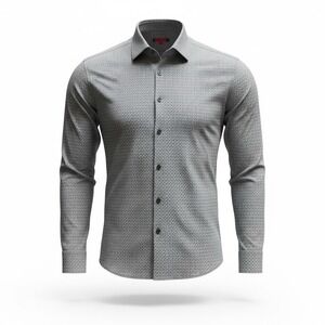 Zanetti ZNT18 Men's Performance Button Down Shirt Medium 34/35 Long‎ Sleeve Blue